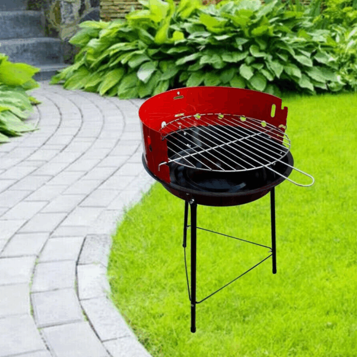Barbecue a Carbonella BBQ Grill Portatile in metallo con Paravento 33 cm Carbone