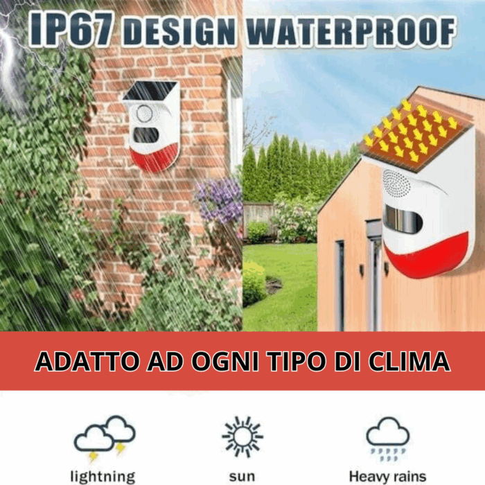 Allarme Intelligente con Pannello Solare Pir per Esterni, Impermeabile Sirena Antifurto
