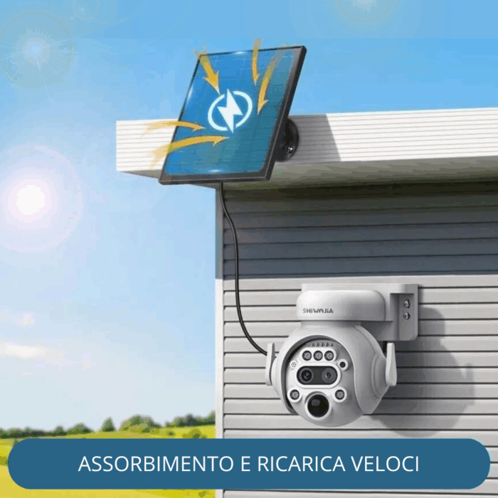 Telecamera Solare 4G Rotonda 12X Zoom 360° | IP65 per Esterno, Infrarossi Audio Bidirezionale PTZ