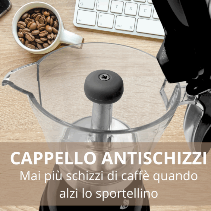 Caffettiera Elettrica 400W 3 Tazze per Caffè Macinato, Moka