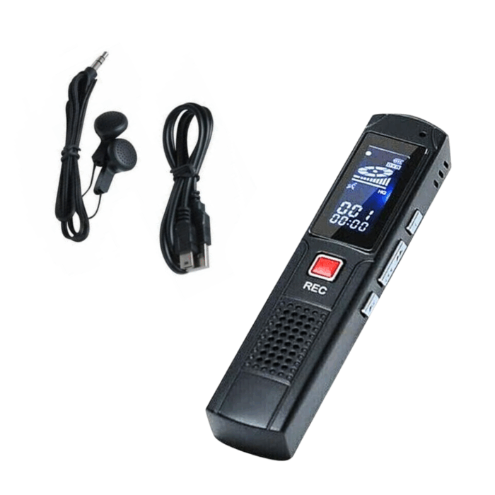 Registratore Vocale 16Gb Portatile Mp3 con Cuffie - Mini Audio Recorder LCD