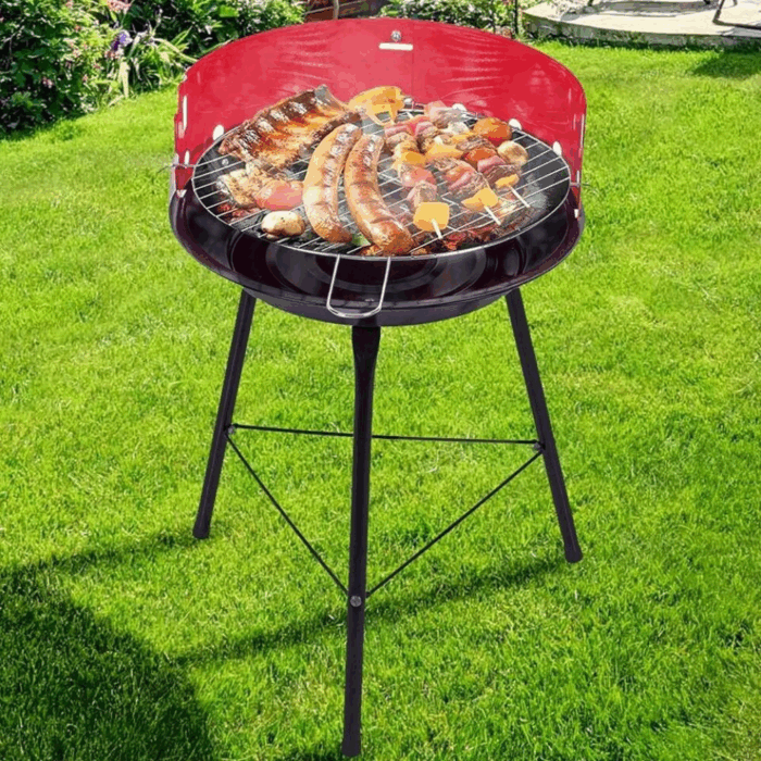 Barbecue a Carbonella BBQ Grill Portatile in metallo con Paravento 33 cm Carbone