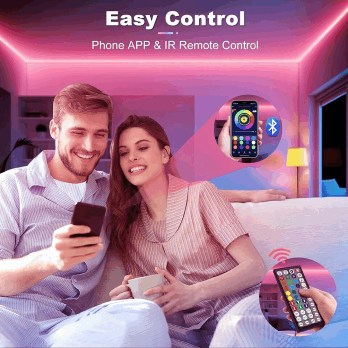 Striscia LED RGB 5 Metri Luci Multicolore Controllo con Applicazione, Telecomando