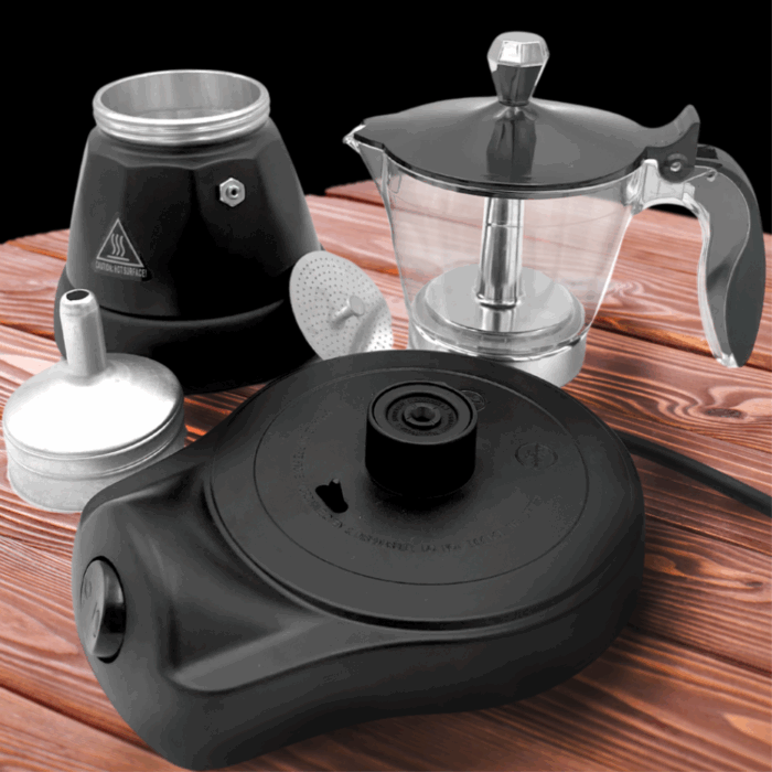 Caffettiera Elettrica 400W 3 Tazze per Caffè Macinato, Moka