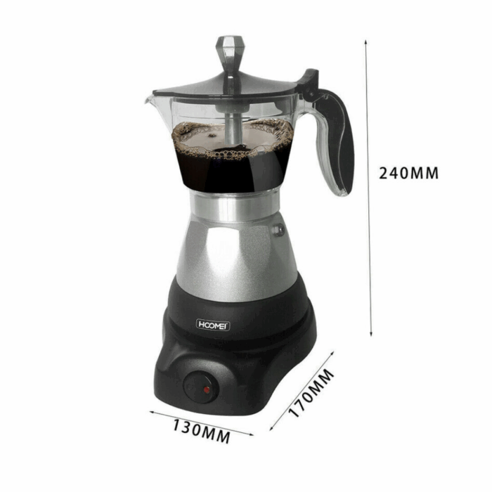 Caffettiera Elettrica 400W 3 Tazze per Caffè Macinato, Moka