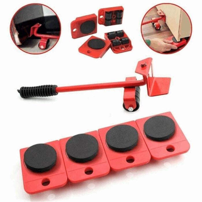 Kit Sollevatore Mobili o Lavatrice con Piastra a Ruote per Sollevamento Pesi fino a 150 Kg