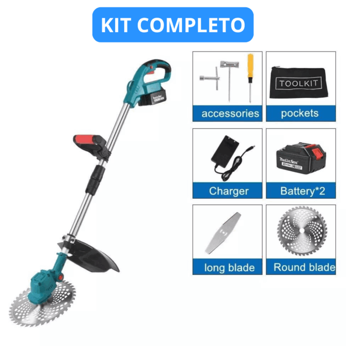 Decespugliatore Doppia Batteria 72V Universale Tagliaerba Elettrico 5 Ah Tagliabordi fino a 10cm