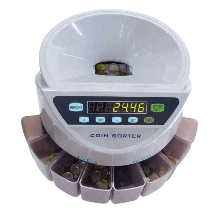 Macchina Contamonete 8 Cassetti Display Digitale, Separa Monete Automatico Fino a 216 Monete al Minuto