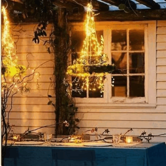 Catena Luminosa 100 LED 10m con Pannello Solare, Stringa in Filo di Rame Luce Calda Gialla per Esterno IP65