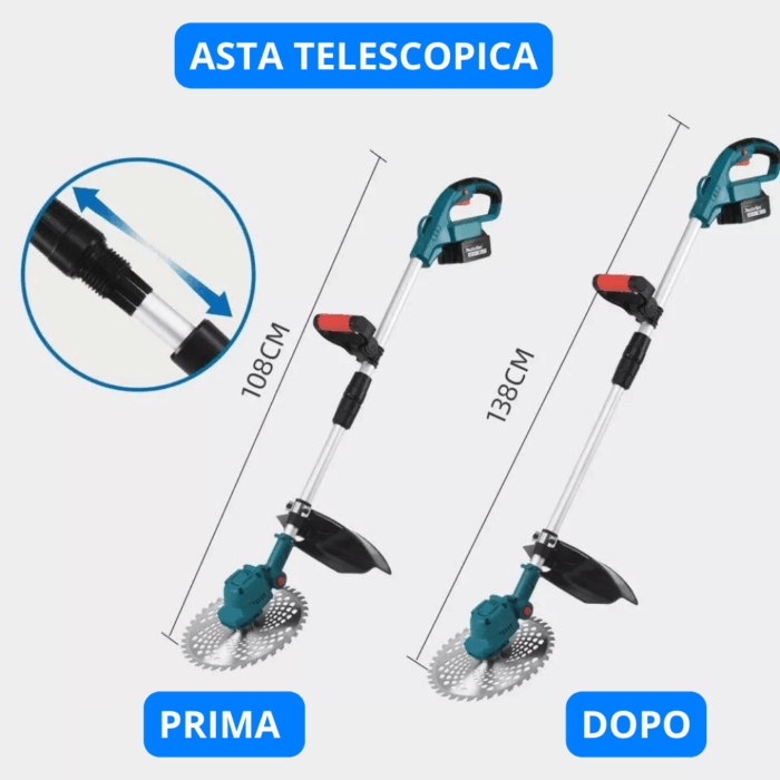 Decespugliatore Doppia Batteria 72V Universale Tagliaerba Elettrico 5 Ah Tagliabordi fino a 10cm