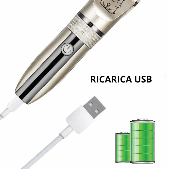 Rasoio Macchina Tosatrice per Pelo Animali 4 Lunghezze 3-6-9-12mm Ricaricabile USB, Cani, Gatti, Conigli