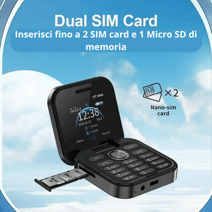 Telefono Cellulare Flip Pieghevole Dual Sim Tastiera GSM 2G, SD fino a 32Gb
