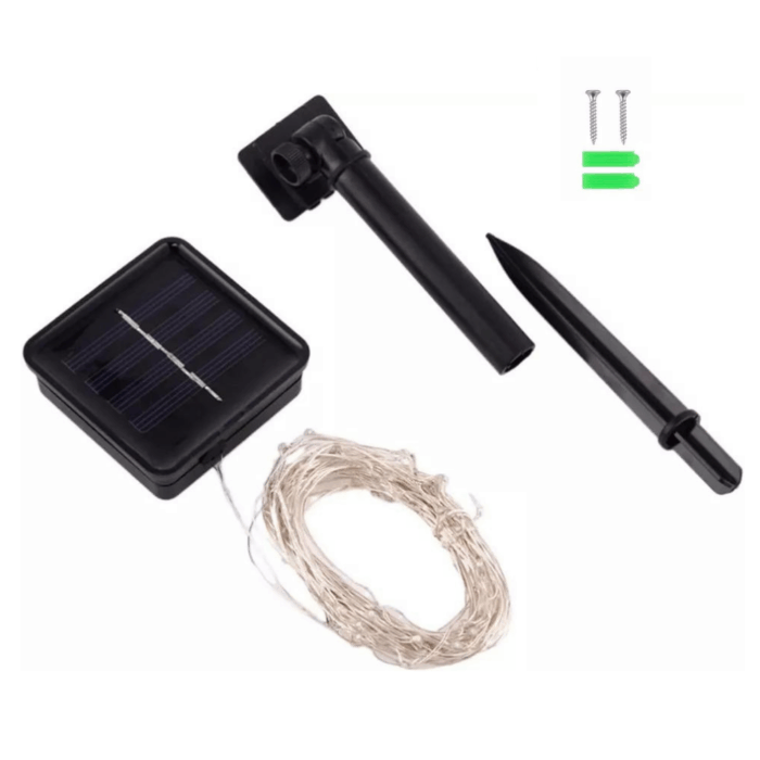 Catena Luminosa 100 LED 10m con Pannello Solare, Stringa in Filo di Rame Luce Bianca Fredda per Esterno IP65