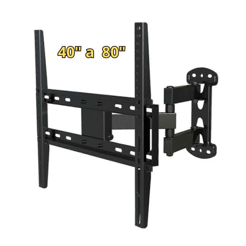 Affidabile e robusto supporto / braccio a muro universale per televisori / monitor LCD in acciaio per sfruttare lo spazio dei tuoi ambienti sia lavorativi che domestici. Estende a 34 cm, girevole, supporta televisori / monitor LCD da 40" a 80", solido e compatto composto da 3 snodi che permettono d'orientare sull'asse orizzontale, lo schermo per godere al meglio la visione. Supporta gli attacchi Vesa 400 a 600mm. Si estende fino a 45cm (minimo 8cm) e regge un peso max di 80kg, Girevole 130°, +- 15° di inclinazione. Si adatta a tutti i tipi di muro consentendo di posizionare il proprio televisore / monitor LCD in modo rapido e con facilità di montaggio. CARATTERISTICHE: Carico massimo : 70 Kg Permette molteplici posizioni sull'asse orizzontale Adatto per televisori / monitor LCD da 40" a 80" Supporto da parete a 3 snodi orizzontati Distanza max dal muro : In posizione distesa 45 cm / minima 8 cm Colore : Nero Compatibile con attacchi Vesa Attacchi Vesa supportati da 400 a 600 mm LA CONFEZIONE CONTIENE: Nr. 1 Supporto braccio Accessori per montaggio