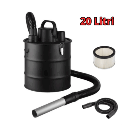 Bidone Aspiracenere 20 Litri con Funzione Soffiatore Professionale 1200W Filtro HEPA per Stufe e Camini