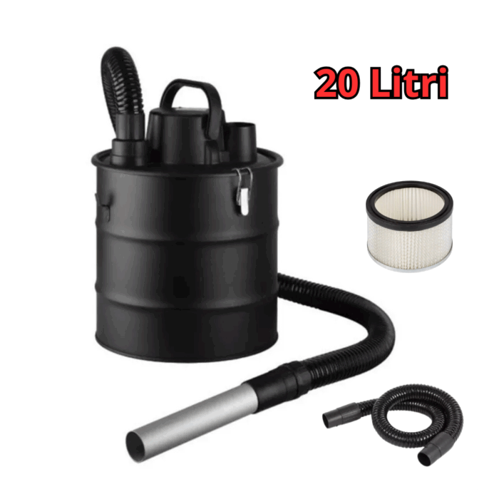 Bidone Aspiracenere 20 Litri con Funzione Soffiatore Professionale 1200W Filtro HEPA per Stufe e Camini
