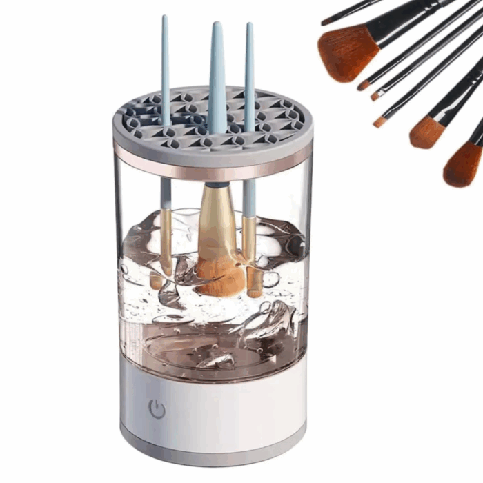 Pulitore Elettrico per Pennelli da Trucco, Asciugatura Automatica, Disinfettante e Ricaricabile