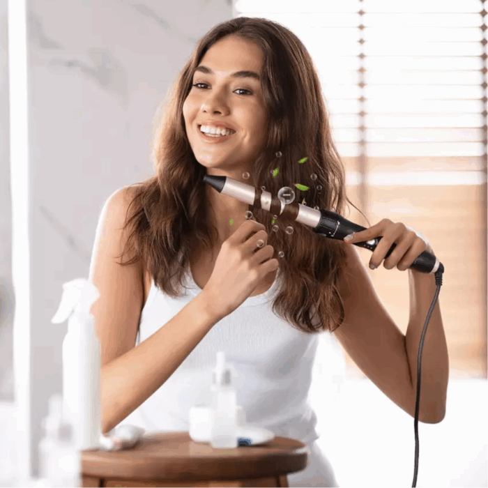 Set Piastre per Capelli 5 Accessori: 3 Coni Arricciacapelli + Piastra Lisciante + Piastra per Onde in Ceramica Antirottura