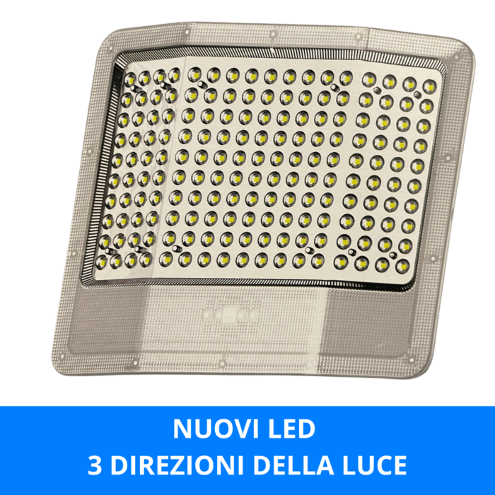 Faro LED Solare 1000W con Pannello Crepuscolare e Sensore Di Movimento, IP65 per Esterno 3 Direzioni