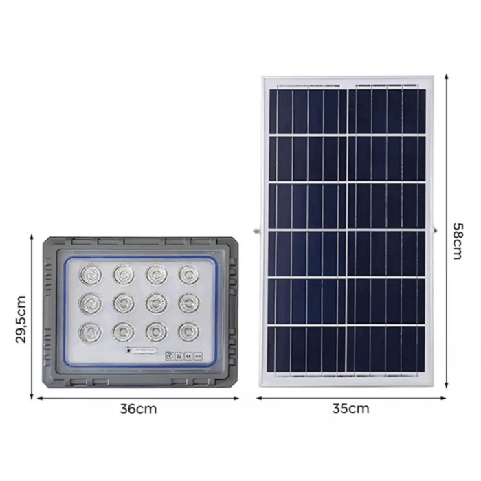 Faro Solare LED 800W Slim – Pannello Fotovoltaico, Sensore Crepuscolare IP66, in Alluminio Pressofuso