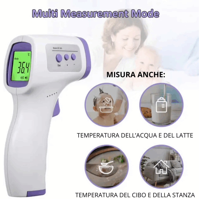 Termometro Digitale Infrarossi Frontale LCD per Misurare Temperatura Senza Contatto, Termoscanner