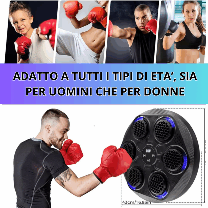 Macchina da Boxe Musicale a Parete con Bluetooth e Guanti | Allenamento per Bambini e Adulti