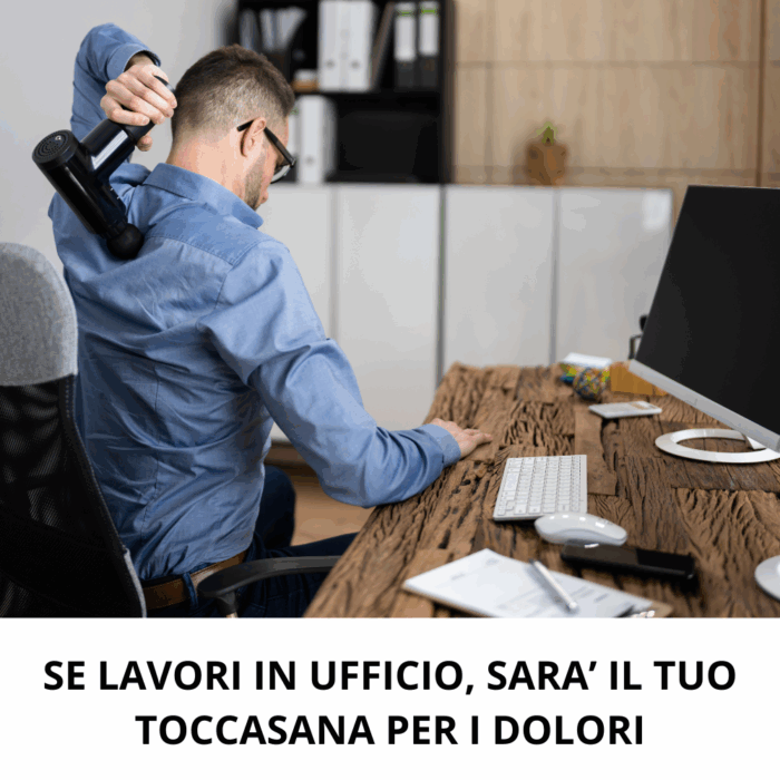 Pistola Massaggiante per Muscoli con 4 Testine, Massaggio Rilassante per Dolori Schiena, Collo, Arti, Allenamento, Ricaricabile