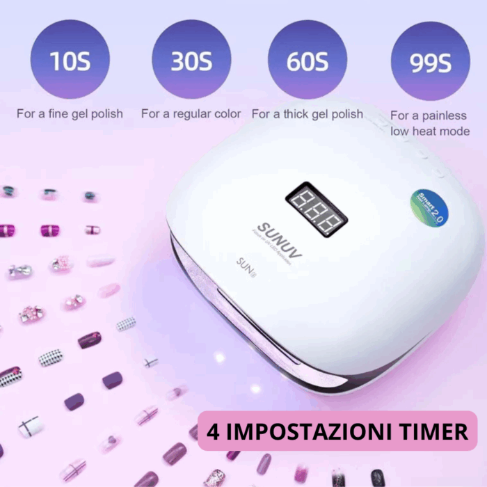 Lampada LED per Unghie UV 48W Asciugatrice per Gel, Manicure, Semipermanente con Timer, Display LCD, Sensore, Fornetto