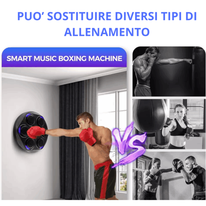 Macchina da Boxe Musicale a Parete con Bluetooth e Guanti | Allenamento per Bambini e Adulti