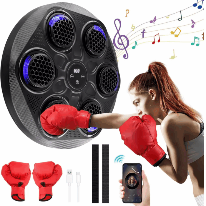 Macchina da Boxe Musicale a Parete con Bluetooth e Guanti | Allenamento per Bambini e Adulti