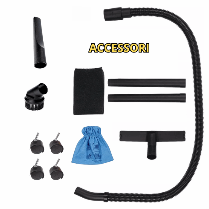 Bidone 20 Litri Aspiratore e Soffiatore 1300W per Solidi e Liquidi in Acciaio Inox
