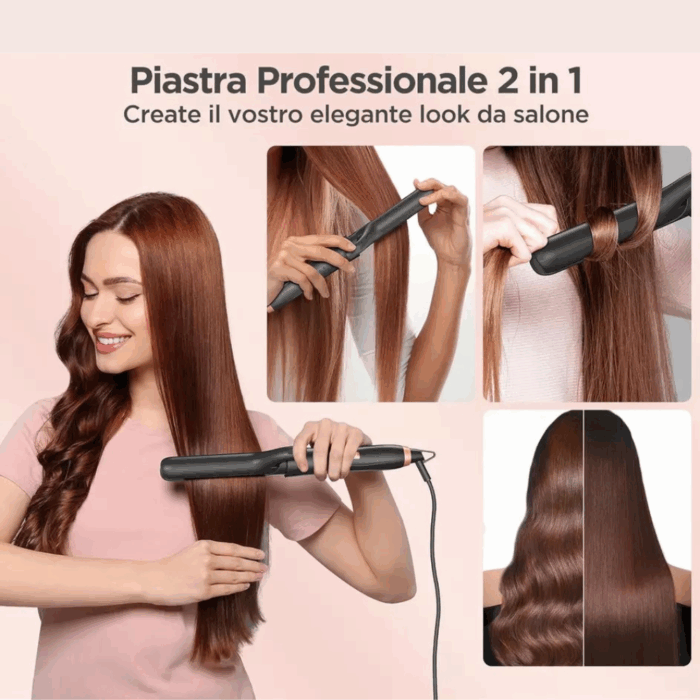 Set Piastre per Capelli 5 Accessori: 3 Coni Arricciacapelli + Piastra Lisciante + Piastra per Onde in Ceramica Antirottura