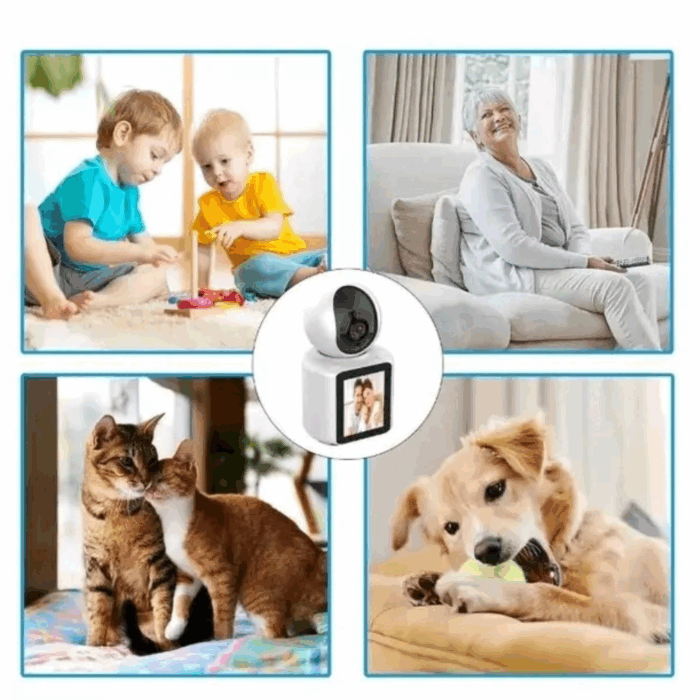 Telecamera Videosorveglianza con Schermo Display 2,8" Videochiamata 2Mp Audio Bidirezionale, Videocamera IP Wi-Fi Infrarossi