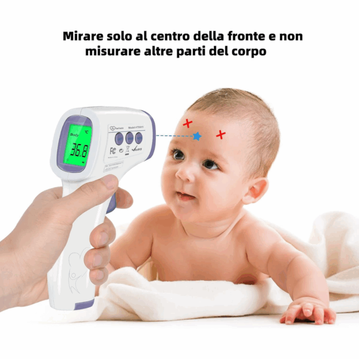 Termometro Digitale Infrarossi Frontale LCD per Misurare Temperatura Senza Contatto, Termoscanner