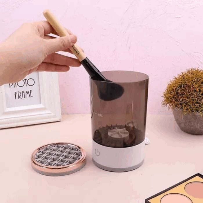 Pulitore Elettrico per Pennelli da Trucco, Asciugatura Automatica, Disinfettante e Ricaricabile