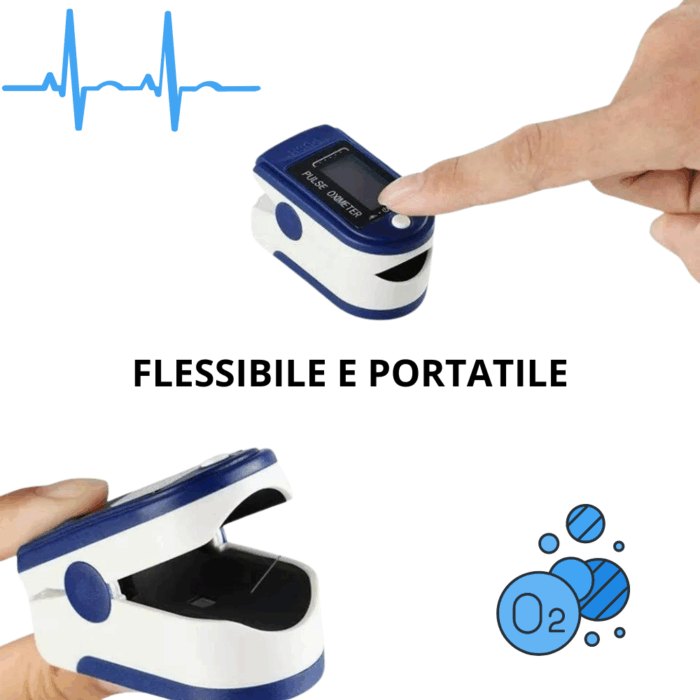 Saturimetro a Dito Portatile – Pulsossimetro con Display LED per Ossigeno e Frequenza Cardiaca