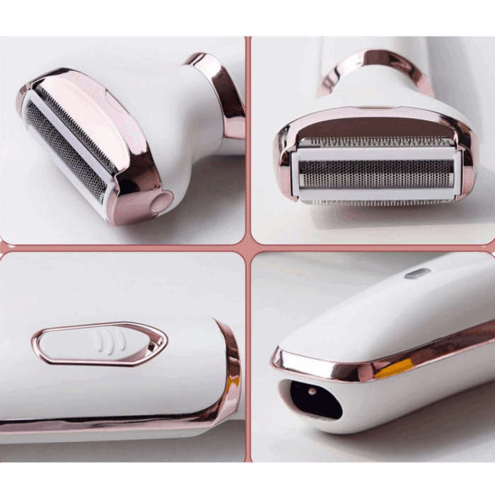 Epilatore 4 in 1 | Rasoio Elettrico Donna con Testine Intercambiabili USB | Peli Corpo e Viso