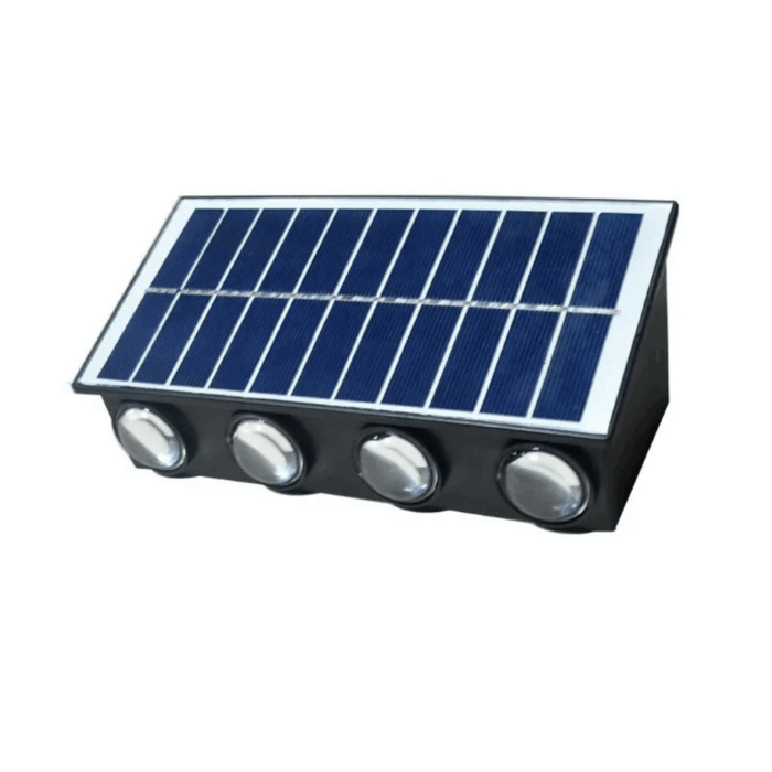 Appliques Luce Bidirezionale 8 LED a Ricarica Solare, Luce Fredda o Calda, per Parete Muro Giardino Esterni