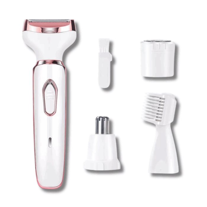 Epilatore 4 in 1 | Rasoio Elettrico Donna con Testine Intercambiabili USB | Peli Corpo e Viso