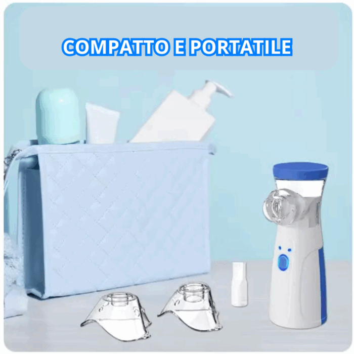 Nebulizzatore Aerosol Portatile Senza Fili – Inalatore Ricaricabile USB con 3 Mascherine per Bambini e Adulti