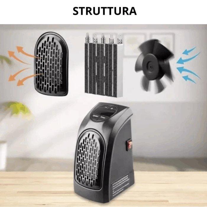 Stufa Elettrica Portatile a Presa 400W – Basso Consumo per Riscaldamento Rapido di Stanze