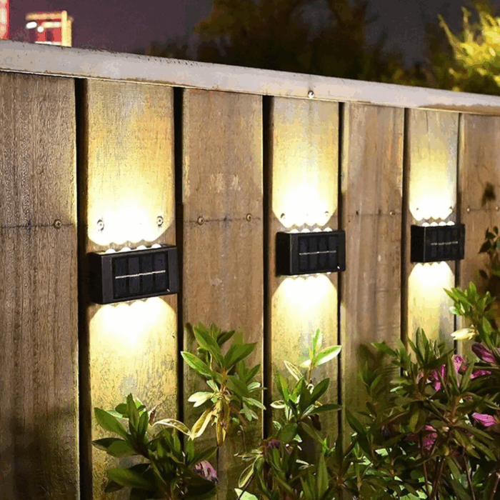 Appliques Luce Bidirezionale 10 LED a Ricarica Solare, Luce Fredda o Calda per Parete Muro Giardino Esterni