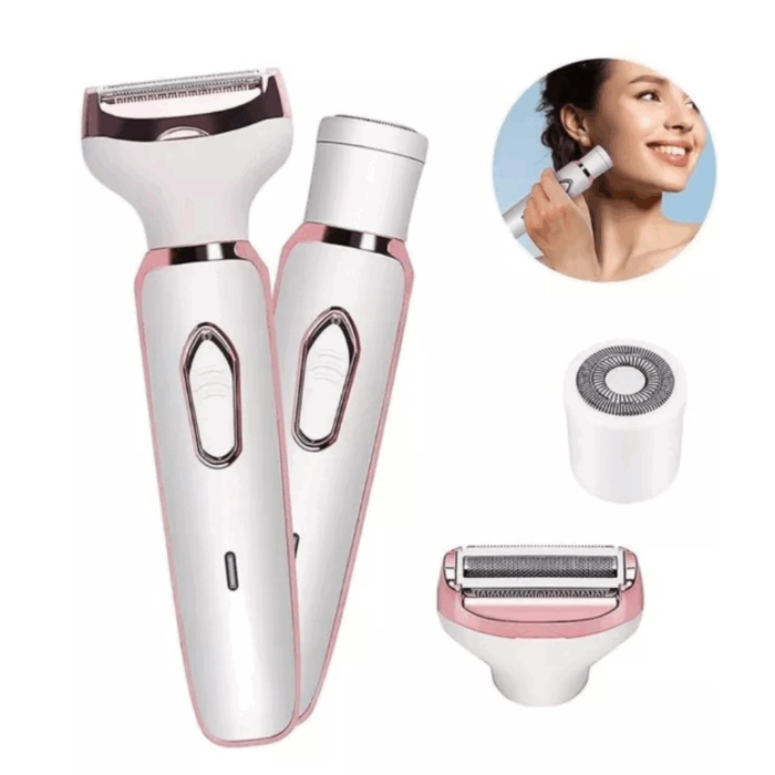 Epilatore 4 in 1 | Rasoio Elettrico Donna con Testine Intercambiabili USB | Peli Corpo e Viso