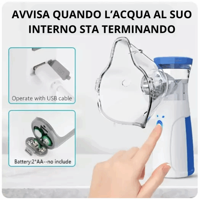 Nebulizzatore Aerosol Portatile Senza Fili – Inalatore Ricaricabile USB con 3 Mascherine per Bambini e Adulti
