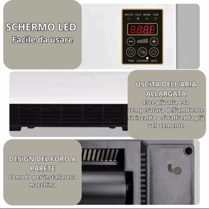 Termoconvettore 1500W Climatizzatore da Parete | Stufa a Basso Consumo con Asse Stendipanni