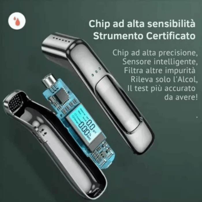 Etilometro Portatile Certificato | Alcol Test Ricaricabile con Display Digitale