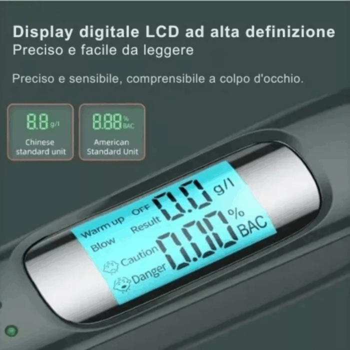 Etilometro Portatile Certificato | Alcol Test Ricaricabile con Display Digitale