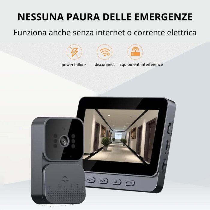 Campanello Wireless con Telecamera 1080P | Videocitofono da Appoggio con Schermo 4.3" Infrarossi