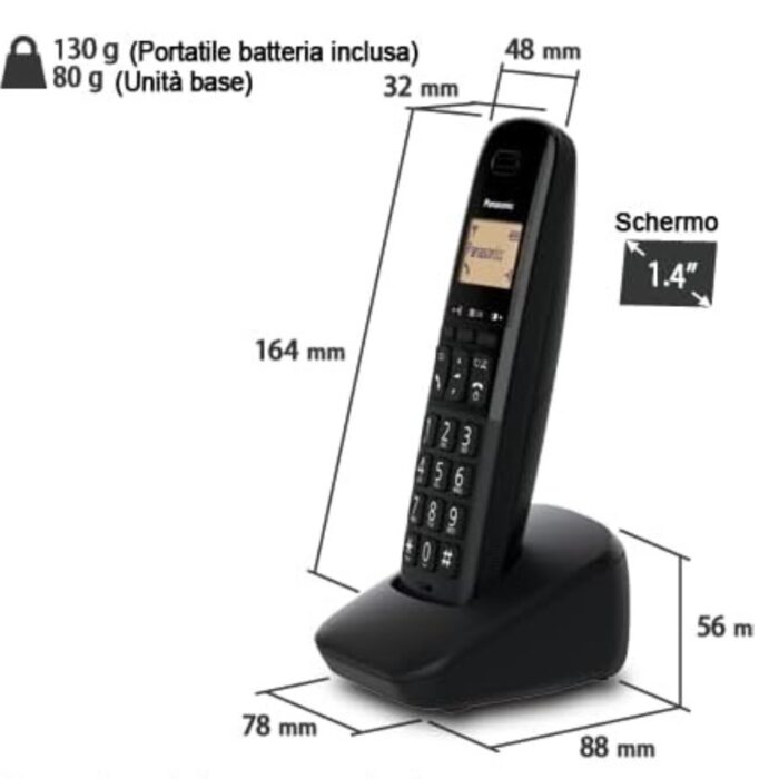 Telefono Fisso Senza Fili Panasonic | Cordless Singolo con Base