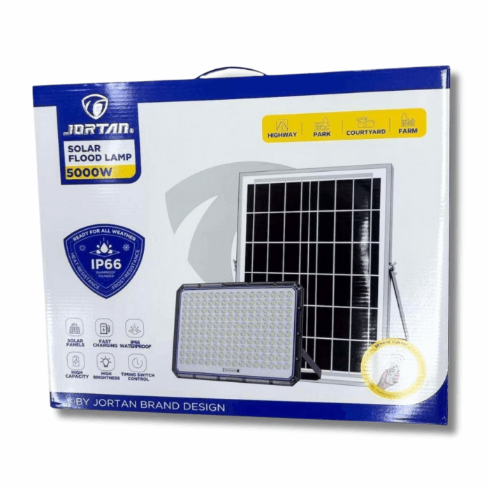 Faro LED 5000W Slim a Ricarica Solare | Pannello Crepuscolare, Luce Bianca IP66